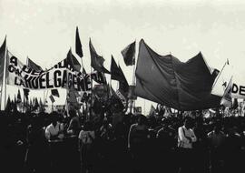 Manifestación por el No: Lienzos del MIR y del PS Histórico, en edificios