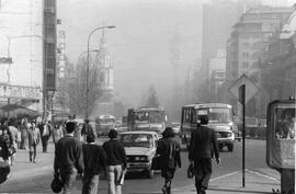 Panorámica del centro de Santiago, desde la feria santa lucía, que demuestra la contaminación del...