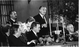 Patricio Aylwin y Bush, George; cena en el Palacio de La Moneda