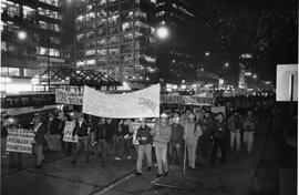 Mineros protestando por calle de Santiago