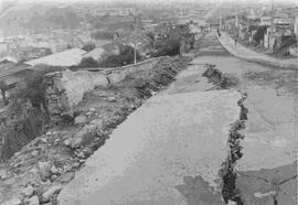 Una vista de la destrucción de un terremoto