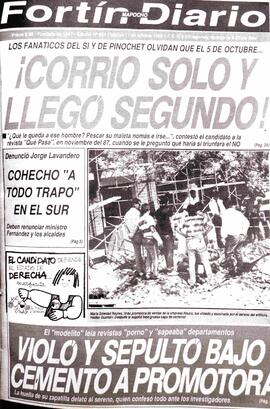 Portada del matutino Fortín Mapocho aludiendo a la candidatura de Augusto Pinochet