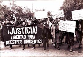 Personas protestando, pidiendo libertad para sus dirigentes