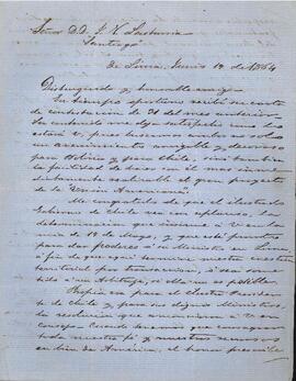 Carta de Juan de la Cruz Benavente a José Victorino Lastarria