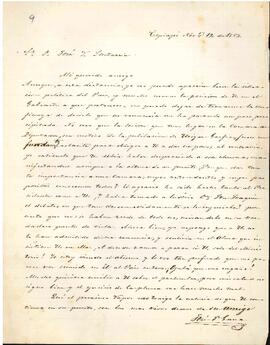 Carta de José Francisco Gana a José Victorino Lastarria