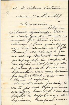 Carta de Manuel Blanco Cuartín a José Victorino Lastarria