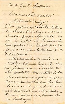 Carta de Emilio Sotomayor a José Victorino Lastarria