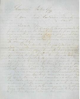 Carta de José Vicente Villarreal a José Victorino Lastarria