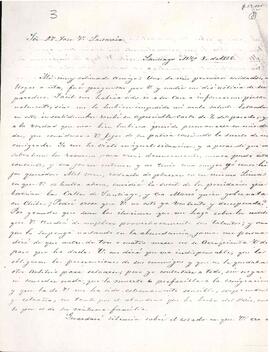 Carta de José Francisco Gana a José Victorino Lastarria