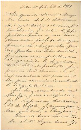 Carta de José Victorino Lastarria a Aurelio Lastarria