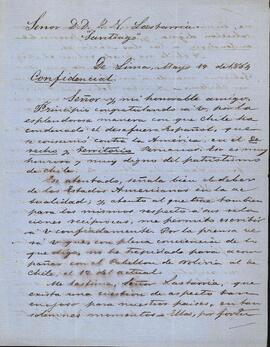 Carta de Juan de la Cruz Benavente a José Victorino Lastarria