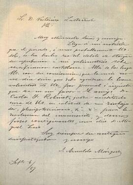 Carta de José Arnaldo Márquez a José Victorino Lastarria