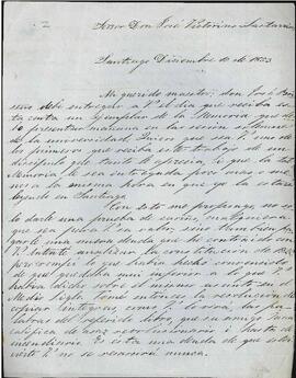 Carta de Miguel Luis Amunátegui a José Victorino Lastarria