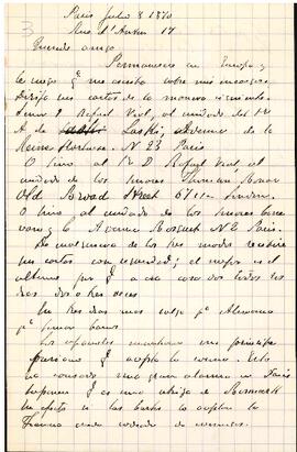 Carta de Rafael Vial a José Victorino Lastarria