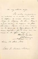 Carta de José Antonio Barrenechea a José Victorino Lastarria