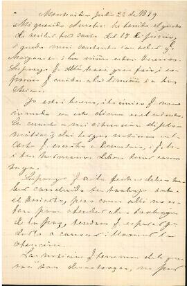 Carta de José Victorino Lastarria a Aurelio Lastarria