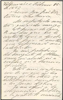 Carta de Miguel Luis Amunátegui a José Victorino Lastarria