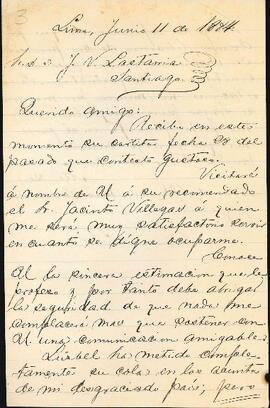 Carta de José María Samper a José Victorino Lastarria