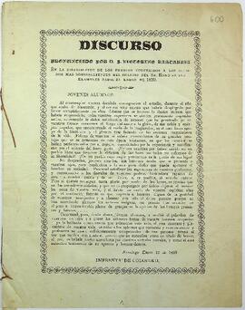 Discurso de José Victorino Lastarria, programas escolares de Colegios y nómina de profesores