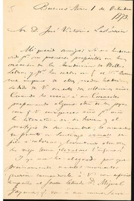 Carta de Vicente Fidel López a José Victorino Lastarria