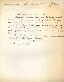 Carta de José Eujenio Vergara a José Victorino Lastarria