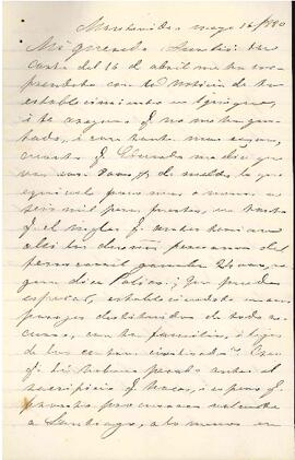 Carta de José Victorino Lastarria a Aurelio Lastarria