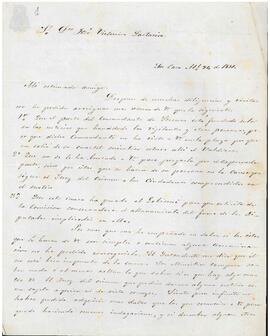 Carta de José Francisco Gana a José Victorino Lastarria