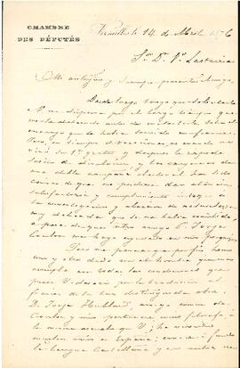 Carta de Alphonse Gent a José Victorino Lastarria