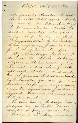 Carta de José Victorino Lastarria a Aurelio Lastarria