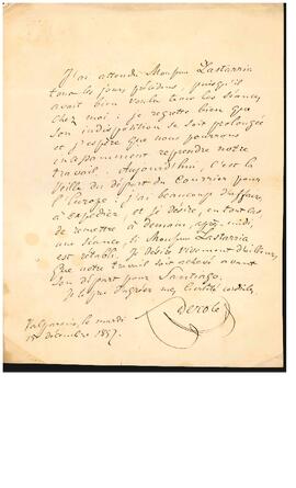 Carta de Joseph Derote a José Victorino Lastarria