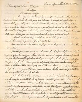 Carta de Mariano Baudrix a José Victorino Lastarria