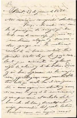 Carta de Ambrosio Montt a José Victorino Lastarria