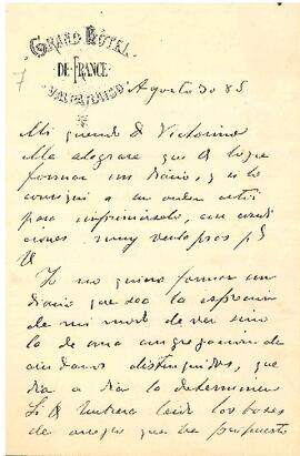 Carta de Rafael Vial a José Victorino Lastarria