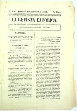 La Revista Católica, N°406, 'Cuatro palabras a don José Victorino Lastarria'