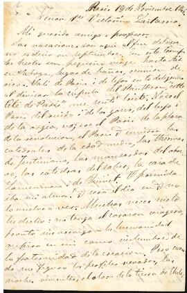 Carta de Francisco Bilbao a José Victorino Lastarria