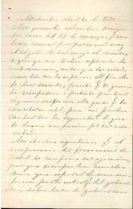 Carta de José Victorino Lastarria a Aurelio Lastarria