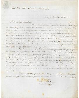 Carta de José Francisco Gana a José Victorino Lastarria