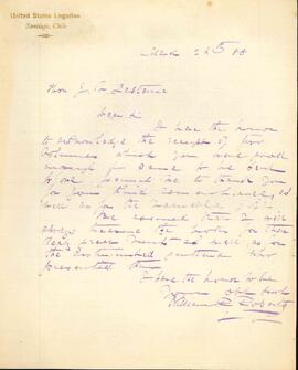 Carta de Williams R. Roberts a José Victorino Lastarria