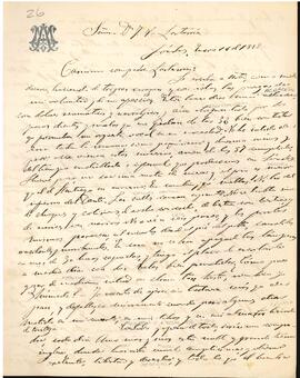 Carta de Ambrosio Montt a José Victorino Lastarria