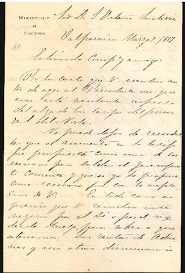 Carta de Rafael Sotomayor a José Victorino Lastarria