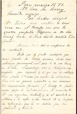 Carta de Rafael Vial a José Victorino Lastarria