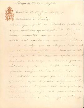 Carta de Eusebio José Antunes a José Victorino Lastarria