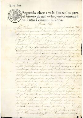 Solicitud de José Victorino Lastarria a Manuel Montt