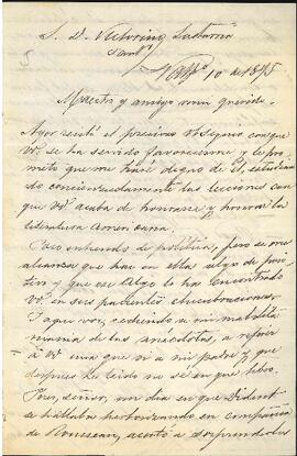 Carta de Manuel Blanco Cuartín a José Victorino Lastarria