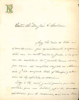 Carta de Pedro de Novo y Colson a José Victorino Lastarria