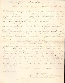 Carta de Eusebio José Antunes a José Victorino Lastarria