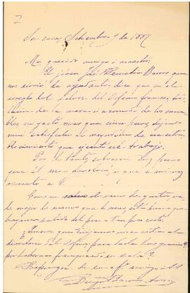 Carta de Diego Barros Arana a José Victorino Lastarria