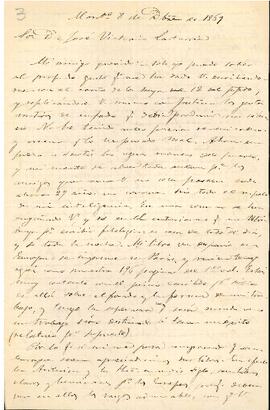 Carta de Vicente Fidel López a José Victorino Lastarria